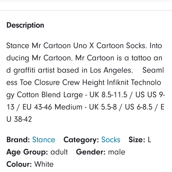 NWT Men's Uno X Cartoon Stance Crew Socks - Picture 8 of 8